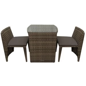 Charles Bentley Verona 2-Seater Balcony Dining Set - Brown