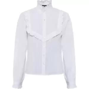 French Connection Zaves Organic Poplin Ruffle Blouse - White