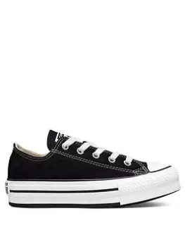 Converse Chuck Taylor All Star Ox Childrens Girls Eva Lift Canvas Platform Trainers -Black/White, Size 12