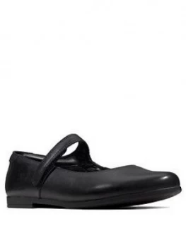 Clarks Youth Scala Pure Mary Jane School Shoes - Black Leather, Size 4.5 Older