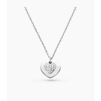 Michael Kors Womens Pav Heart Sterling Necklace - Silver