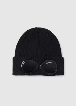 C.P. Company Mens Cotton Goggle Beanie In Black