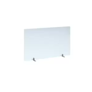 Free standing acrylic 700mm high screen with silver metal feet 1200mm wide