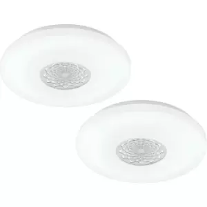 2 PACK Wall Flush Ceiling Light Colour White Shade White Chrome Plastic LED 24W