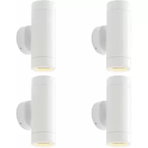 Loops - 4 pack Up & Down Twin Outdoor Wall Light - 2 x 7W LED GU10 - Gloss White