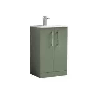 Nuie Arno 500mm Floor Standing 2 Door Vanity & Basin 2 Satin Green