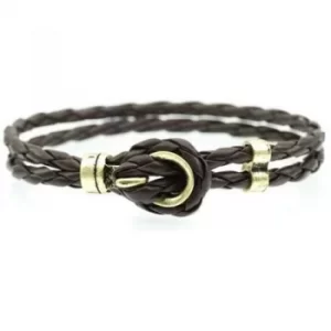 Mens Icon Brand Gold Plated Breach Brown Bracelet