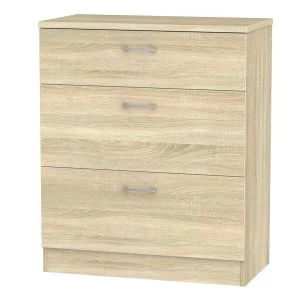 Yelanto Ready Assembled 3-Drawer Chest of Drawers - Oak