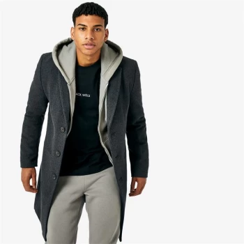 Jack Wills Classic Wool Blend Crombie Coat - Charcoal