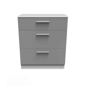 Welcome Furniture Indices 3 Drawer Deep Chest - Dust Grey and White