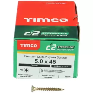 Timco Yellow C2 Strong-Fix Double Countersunk PZ2 Screws - 5 x 45mm ( 200 Box )