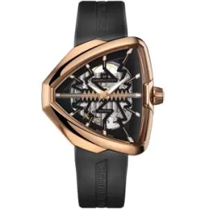 Hamilton Ventura Elvis80 Skeleton Automatic Gold PVD Case Black Rubber Strap Mens Watch H24525331