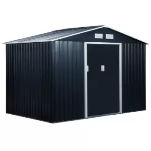 Outsunny 9 x 6ft Outdoor Storage Shed w/ Sliding Door - Galvanised Dark Grey