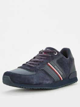 Tommy Hilfiger Icon Mix Suede Runner Trainers - Navy, Size 8, Men