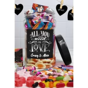 Personalised All You Need is Love Retro Sweet Jar