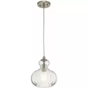 Loops - 1 Bulb Ceiling Pendant Light Fitting Brushed Nickel LED E27 60W Bulb