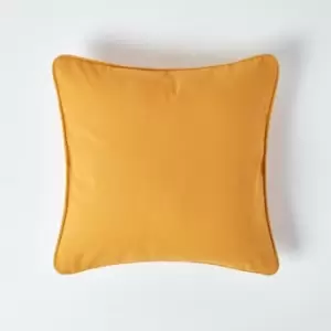 Homescapes - Cotton Plain Mustard Yellow Cushion Cover, 60 x 60cm - Yellow