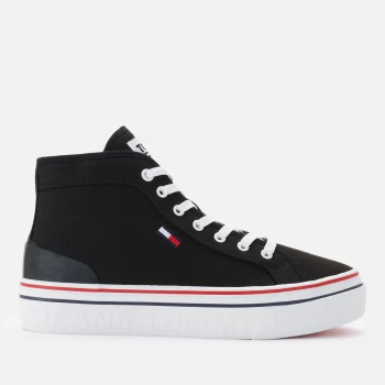 Tommy Jeans Womens Vulcanised Flatform Hi-Top Trainers - Black - UK 3.5