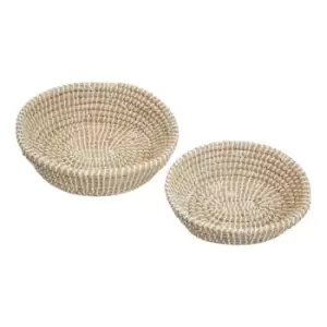 Interiors by PH Oval Straw Baskets, Natural/White, Set Of 2