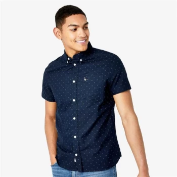 Jack Wills Dean Short Sleeve Dot Oxford Shirt - Navy