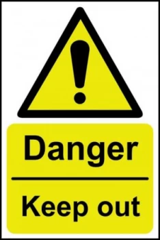 Danger Keep Out Sign, Rigid 1mm PVC Brd