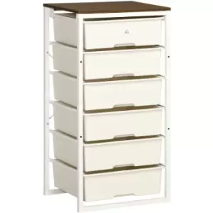 Chest of Drawers, 6 Drawer Unit Storage Chest Bedroom Living Room White - White - Homcom