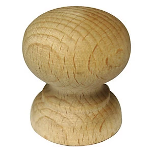 Wickes Shaped Door Knob - Beech 33mm Pack of 4