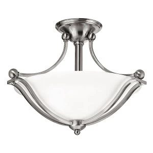 2 Light Semi Flush Ceiling Light Brushed Nickel, E27