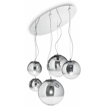 Ideal Lux Mapa - 5 Light Cluster Ceiling Pendant Chrome Shade