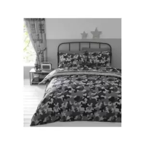 Portfolio Camouflage Duvet Cover Set Grey Double Bed Quilt