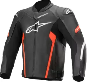 Alpinestars Faster V2 Motorcycle Leather Jacket, black-red, Size 48, black-red, Size 48