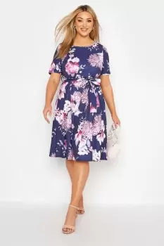 Floral Print Midi Skater Dress