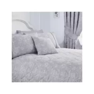 Serene - Jasmine Floral Weave Cotton Rich Filled Cushion, Lavender, 43 x 43 Cm