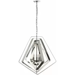 Hanging Ceiling Pendant Light Polished Chrome Ring Shade Modern 3 Bulb Lamp