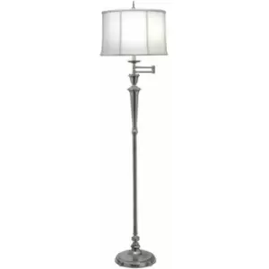 Loops - Floor Lamp Swing Arm Multi Direction Off White Shade Antique Nickel LED E27 60W