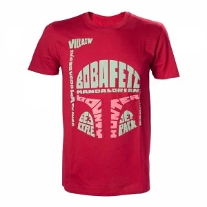 Star Wars Boba Fett Word Play X-Large Red T-Shirt