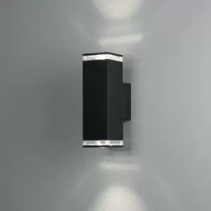 Konstsmide Pollux Outdoor Modern Up Down Wall Light Black 2x GU10, IP44