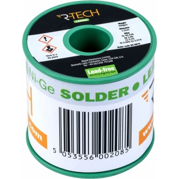 856875 Lead-Free Sn-Cu-Ag-Ni-Ge Solder 18SWG 1.2mm 0.5kg - R-tech