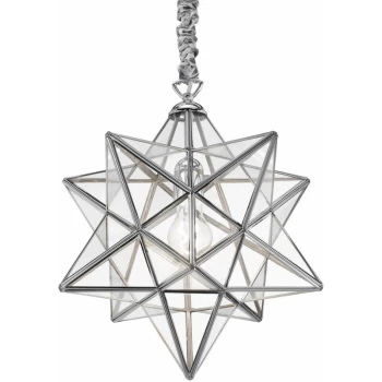 Ideal Lux Lighting - Ideal Lux Stella - 1 Light Ceiling Star Pendant Chrome, Clear Glass, E27