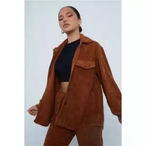 I Saw It First Tan Cord Oversized Shirt - Brown