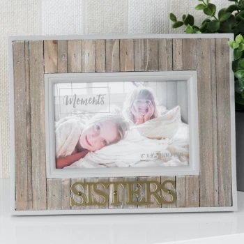 6" x 4" - Moments Wood Plank Photo Frame - Sisters