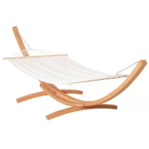 Outsunny Outdoor Garden Hammock Swing Hanging Bed With Wooden Stand For Patio - White