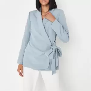 Missguided Wrap Tie Tailored Blazer - Blue