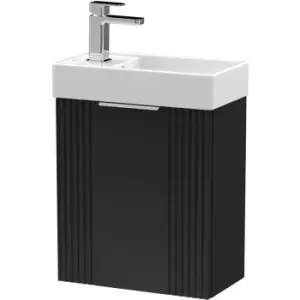 Nuie Deco Compact Wall Hung 1-Door Vanity Unit with Basin 400mm Wide - Satin Anthracite