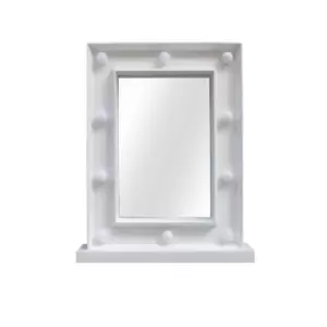 Dressing Table Make Up Mirror with Hollywood LED Light 30 x 38cm White - TJ Hughes