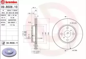 BREMBO Brake disc Internally Vented 09.B508.11 Brake rotor,Brake discs TOYOTA,ASTON MARTIN,iQ (_J1_),Cygnet Schragheck