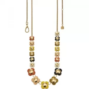 Ladies Orla Kiely Multi colour gold Long Flower Necklace