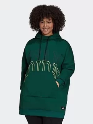 adidas Sportswear Oversize Fleece Hoodie (plus Size), Green, Size 2X, Women