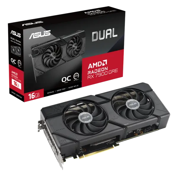 ASUS Dual Radeon RX 7900 GRE OC Edition 16GB GDDR6 Graphics Card - 90YV0J90-M0NA00