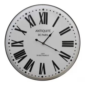 Vintage French Style White Metal Clock, 62cm